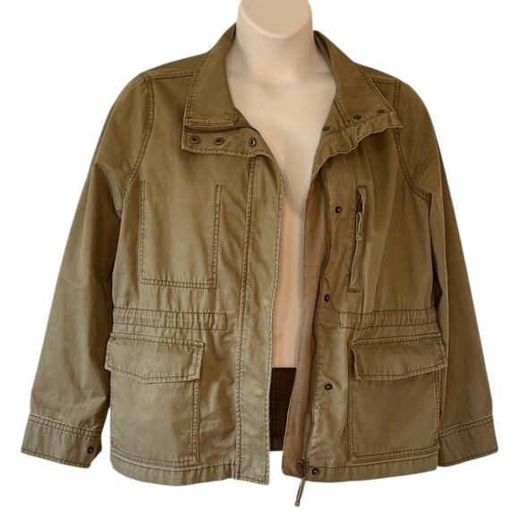 Madewell Fleet Jacket Army Green Utility 4 Pockets Women's Military Front Zip XL - Picture 4 of 12